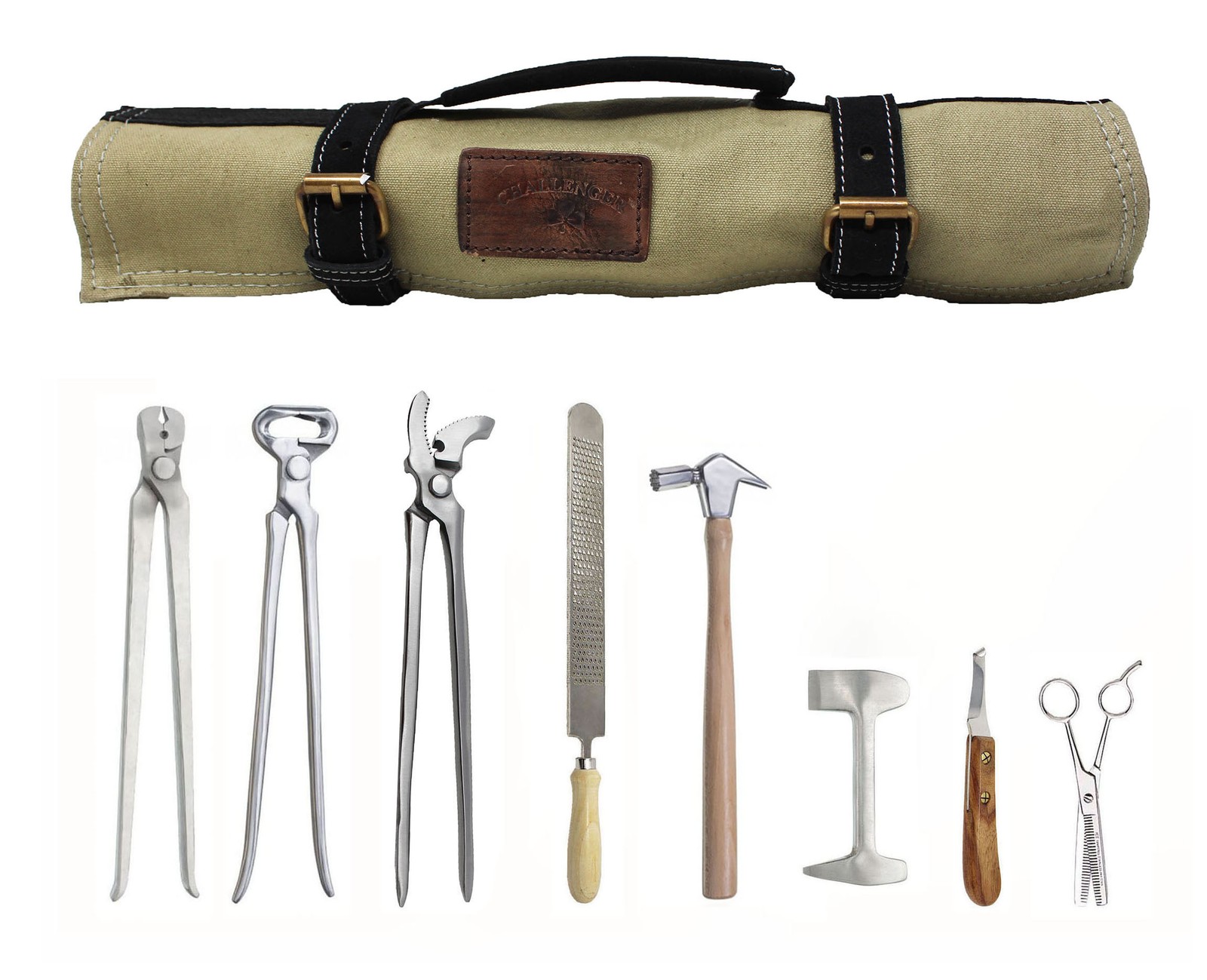 Horse Farrier Tool 8 Piece Horse Shoe Farrier Hoof Grooming Tool Kit w/ Carry