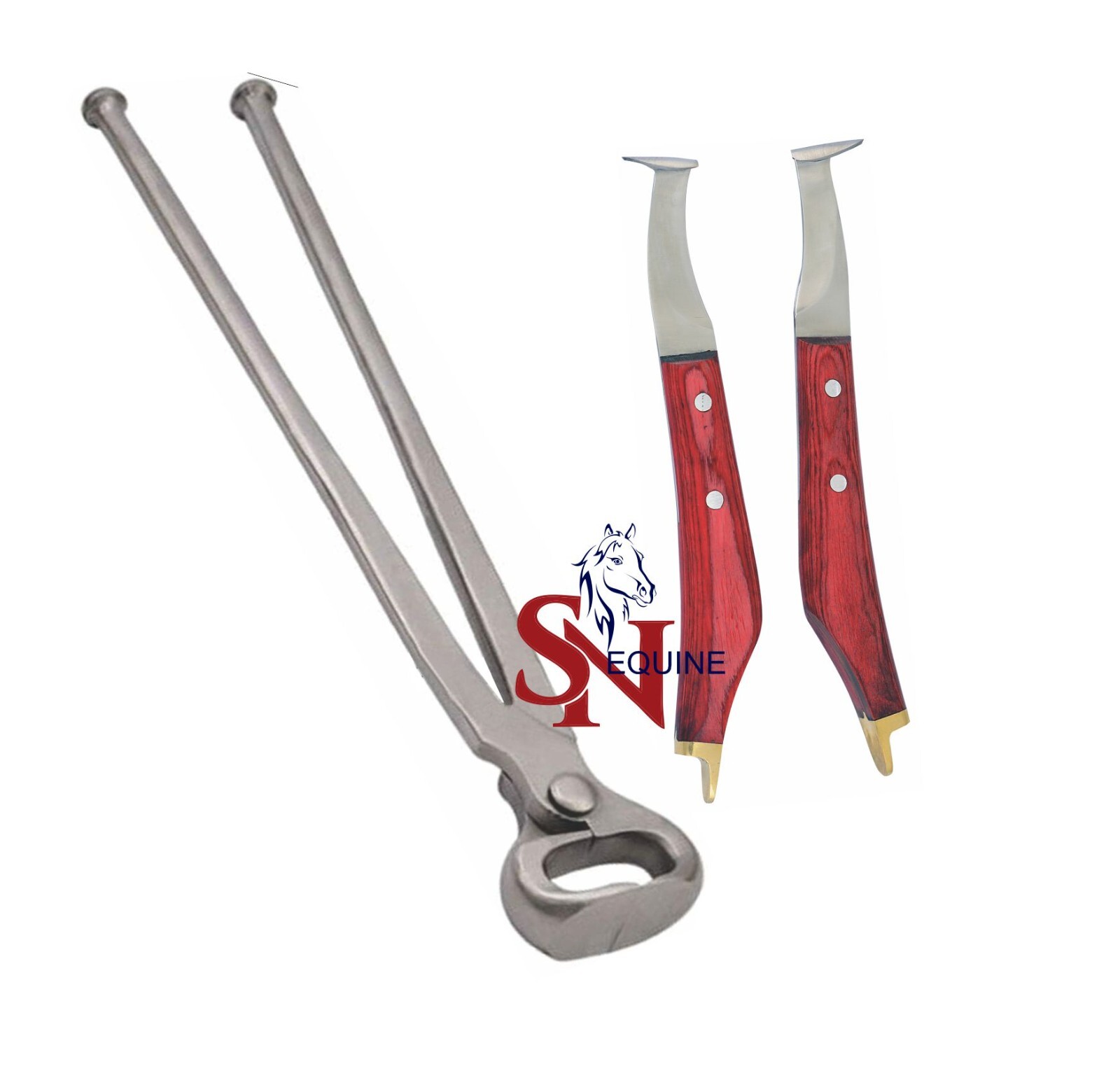 Farrier Shoe Puller 14” & Hoof Knives Set with Horseshoeing Topper Handed Razor