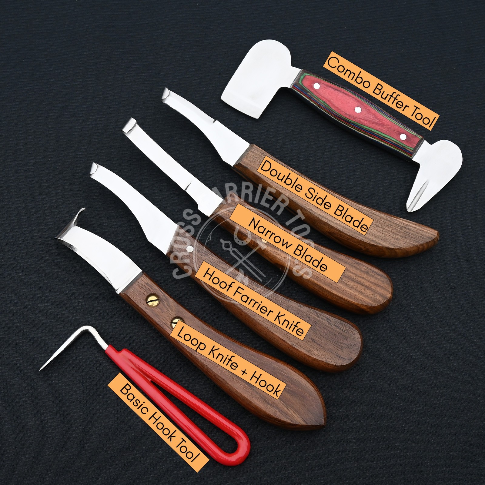 Professional Farrier Tools Kit 12″ Nipper Clincher Hoof Knife Loop Knife Hammer