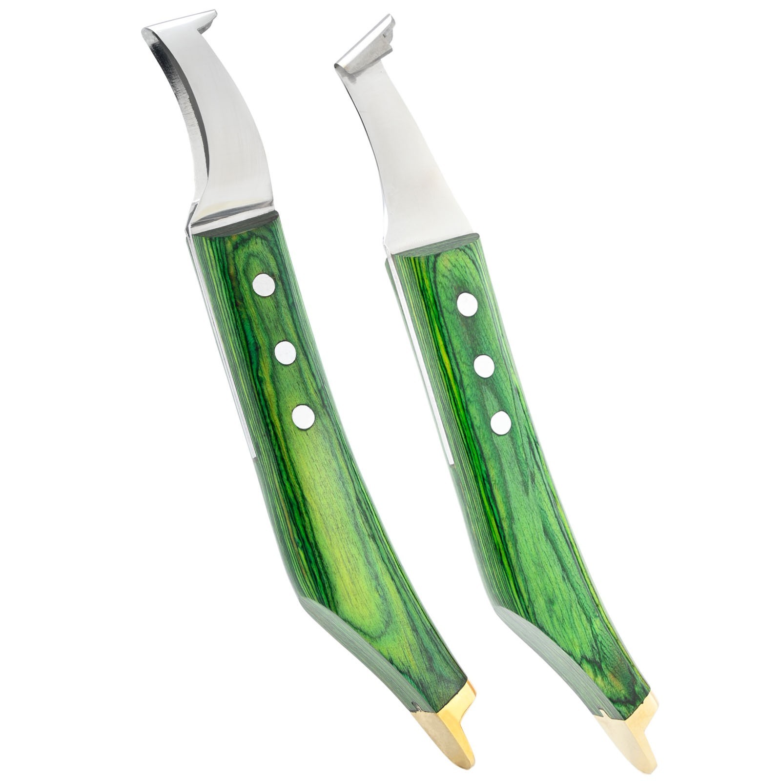 2PCS Farrier Hoof Knife Set Loop Knife Double Sided Stainless Steel Wood Handle