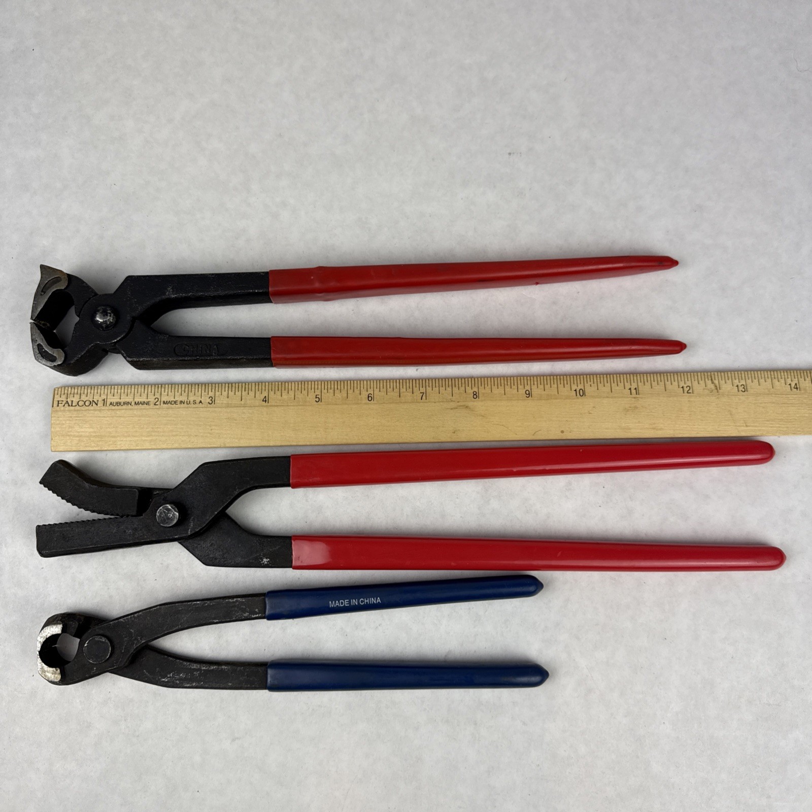 Lot of 3 – 2 Hoof Nipper (12″ & 9″) With 13.5” Hoof Clincher Rubberized Handles